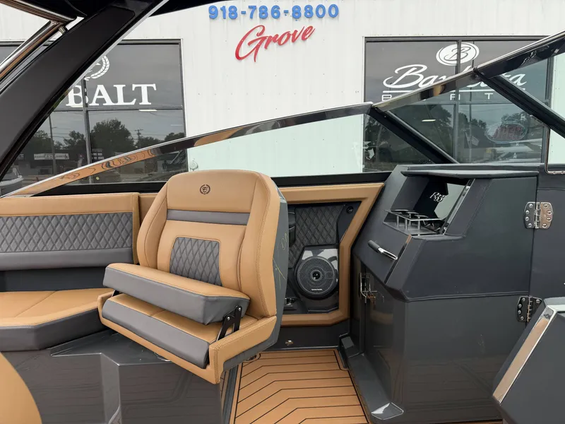 Slide: The Image of Interior of Cobalt R33 boat, luxurious seating and modern design, year 2026. - 19