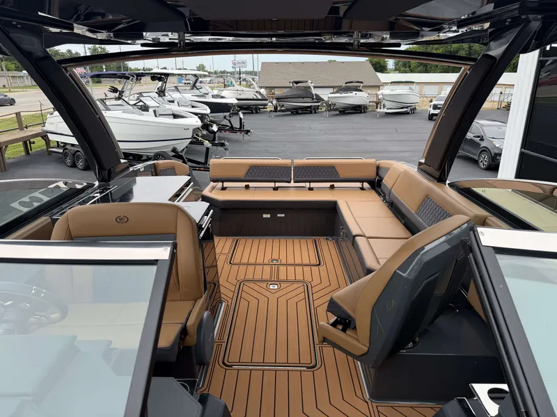 Slide: The Image of Interior of 2026 Cobalt R33 boat with luxurious seating and design. - 30