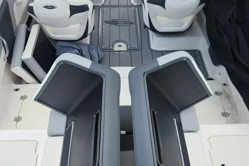 Slide: The Image of 2022 Chaparral 21 SSi OB boat interior with sleek seating and modern design. - 55