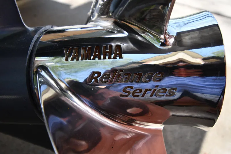 Slide: The Image of Close-up of Yamaha Reliance Series propeller on 2021 Tidewater 210 CC Adventure boat. - 30