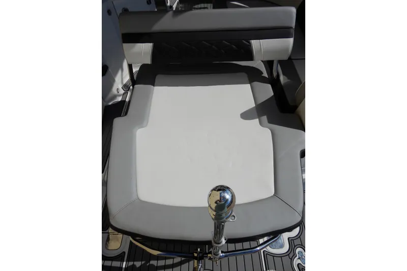 Slide: The Image of 2022 Monterey 295 Sport Yacht interior seating with sleek design and modern upholstery. - 10