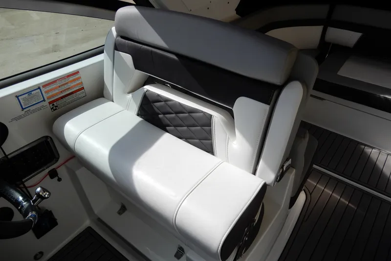 Slide: The Image of Luxury seating in 2022 Monterey 295 Sport Yacht, featuring sleek design and premium materials. - 22