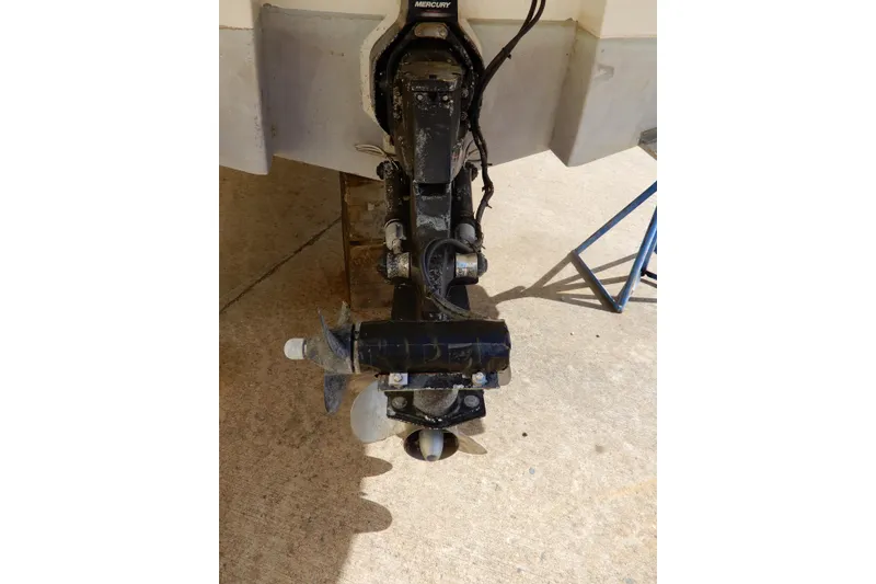 Slide: The Image of 2022 Monterey 295 Sport Yacht outboard motor and propeller on display. - 59