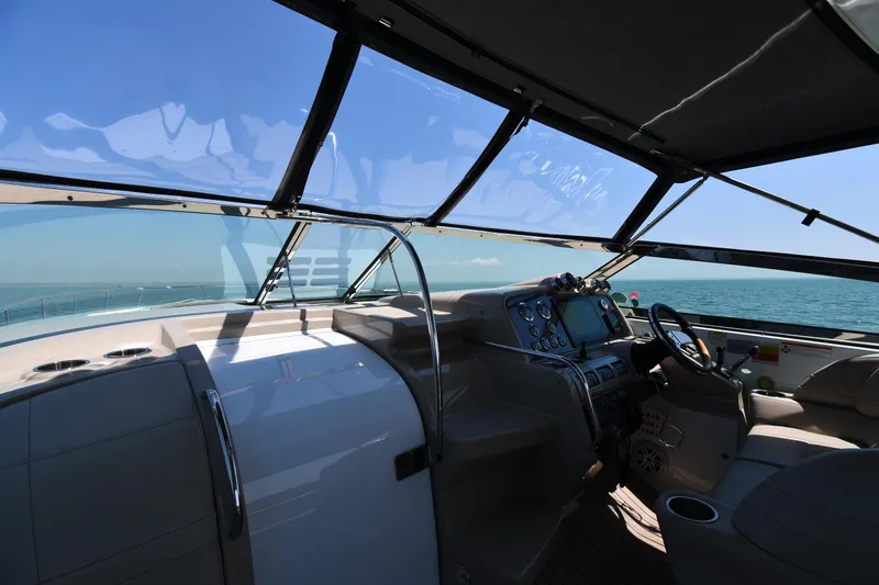 Slide: The Image of Interior view of 2009 Formula 400 Super Sport yacht cockpit with ocean backdrop. - 12