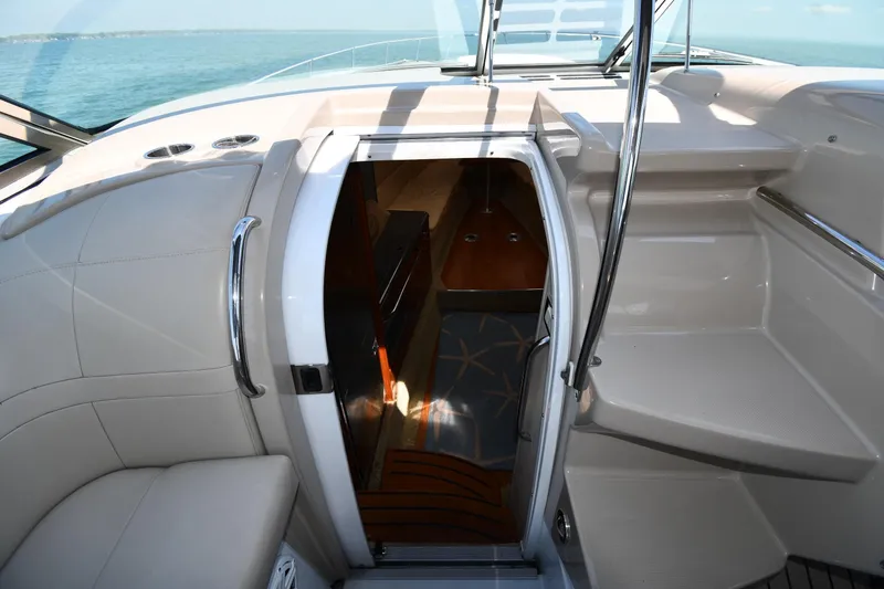 Slide: The Image of 2009 Formula 400 Super Sport yacht interior entrance with stairs and seating. - 28