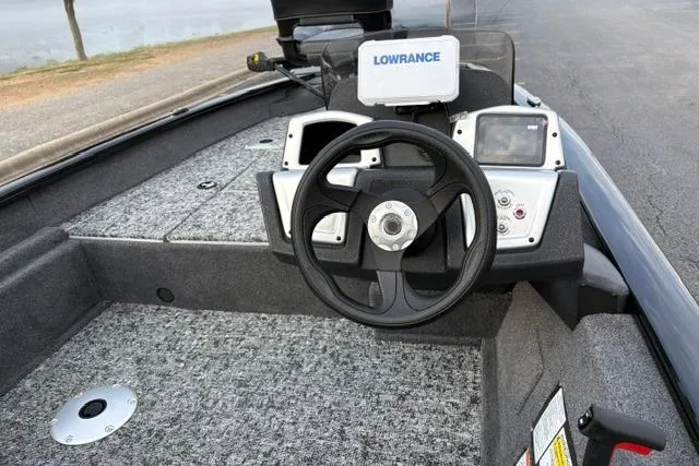 Slide: The Image of 2026 Tracker Pro Team 175 Crappie Edition boat dashboard with Lowrance electronics. - 23