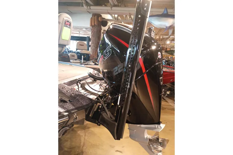 Slide: The Image of 2026 Ranger Z519R Cup-Equipped boat engine with sleek black and red design. - 3