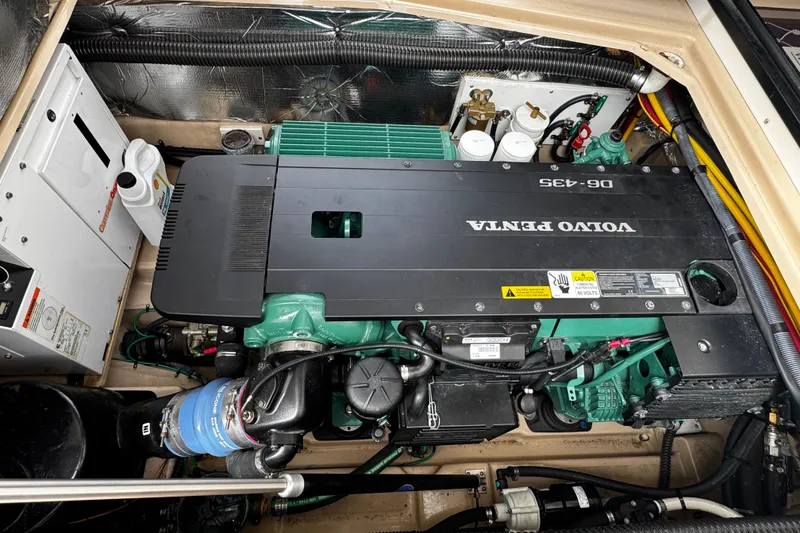 Slide: The Image of Engine compartment of a 2015 Cutwater 30 Sedan with Volvo Penta engine. - 22