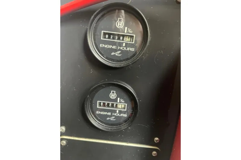 Slide: The Image of Close-up of engine hour meters on a 1992 Sea Ray 370 Express Cruiser. - 17