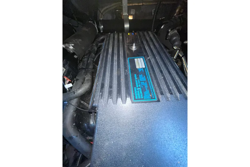 Slide: The Image of Engine compartment of a 1992 Sea Ray 370 Express Cruiser boat. - 22