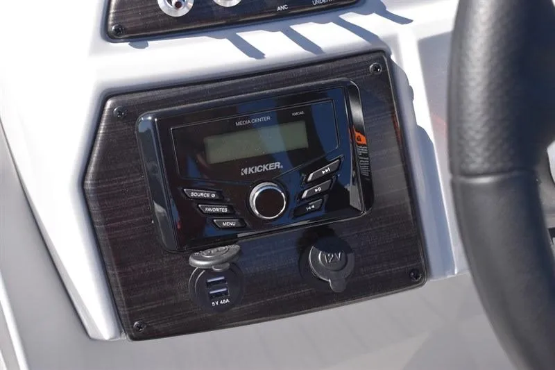 Slide: The Image of Control panel of 2026 Lowe SF 232 WT Sport Fish with Kicker media center. - 28
