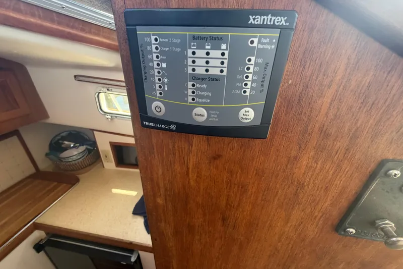 Slide: The Image of Xantrex TrueCharge2 panel on 1990 Cape Dory 28 Flybridge boat interior. - 8