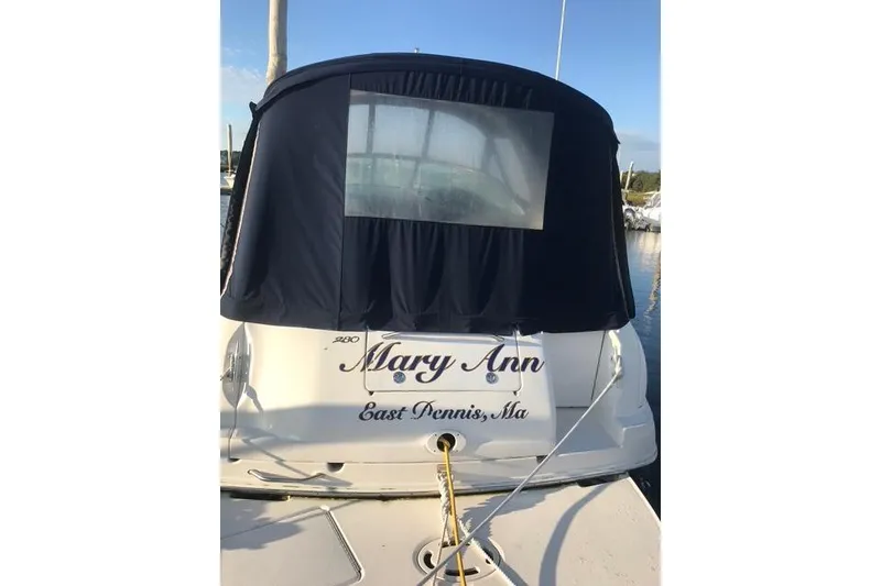 Slide: The Image of 2004 Sea Ray Sundancer 280 boat with cover, docked in East Dennis, MA. - 2