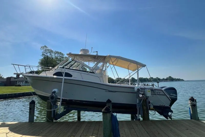 The Image of 2017 Grady-White Marlin 300 boat docked by a serene lakeside. - 0