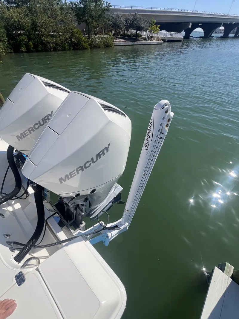Slide: The Image of ShearWater Carolina 2020 with Mercury engines on calm water. - 10
