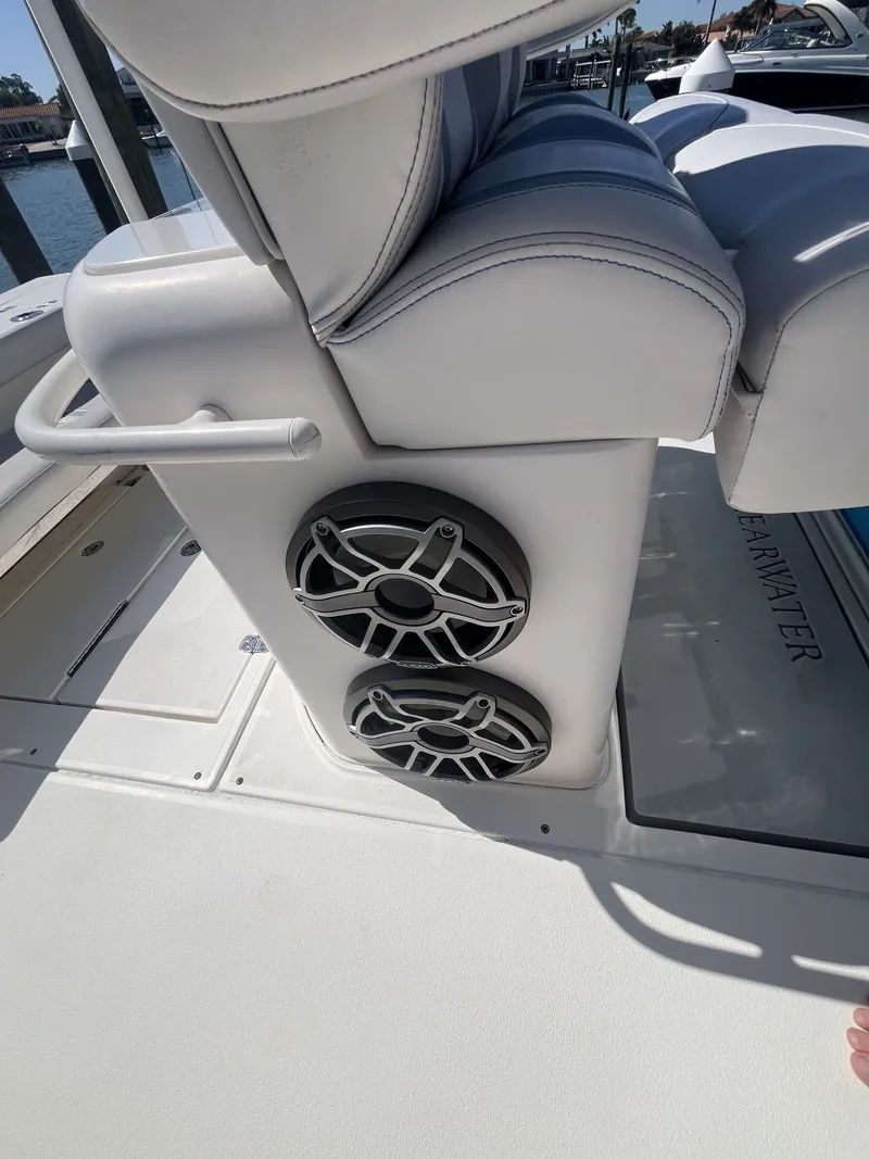 Slide: The Image of Speakers on a 2020 ShearWater Carolina boat. - 21