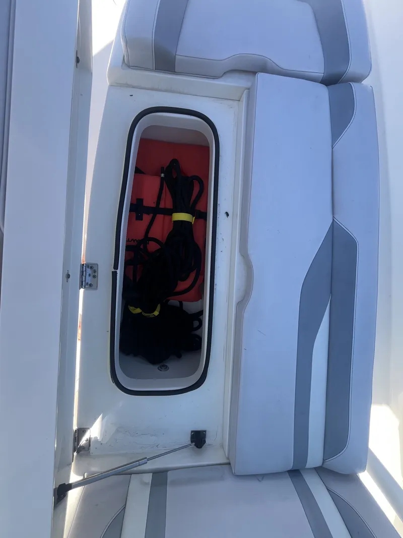 Slide: The Image of ShearWater Carolina 2020 boat seat with storage compartment. - 30