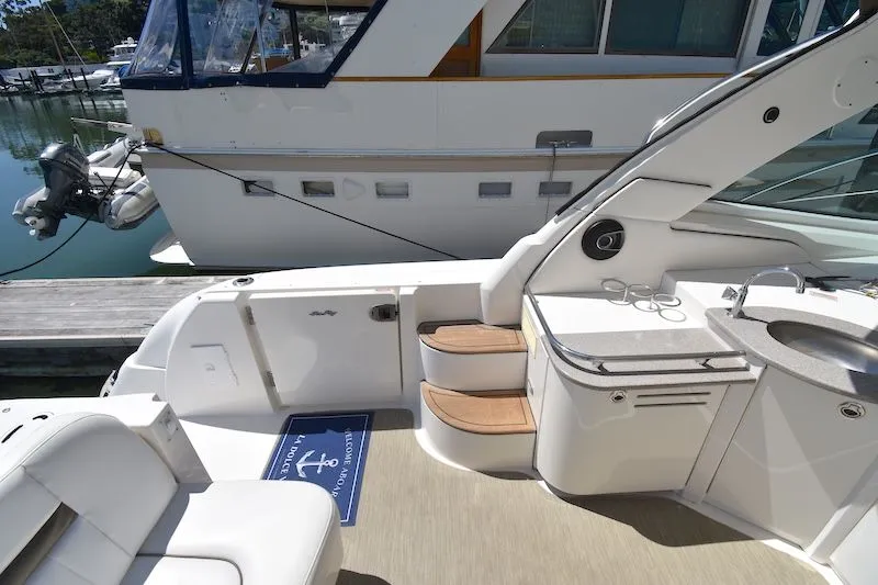Slide: The Image of 2007 Sea Ray 48 Sundancer yacht with elegant interior at the dock. - 11