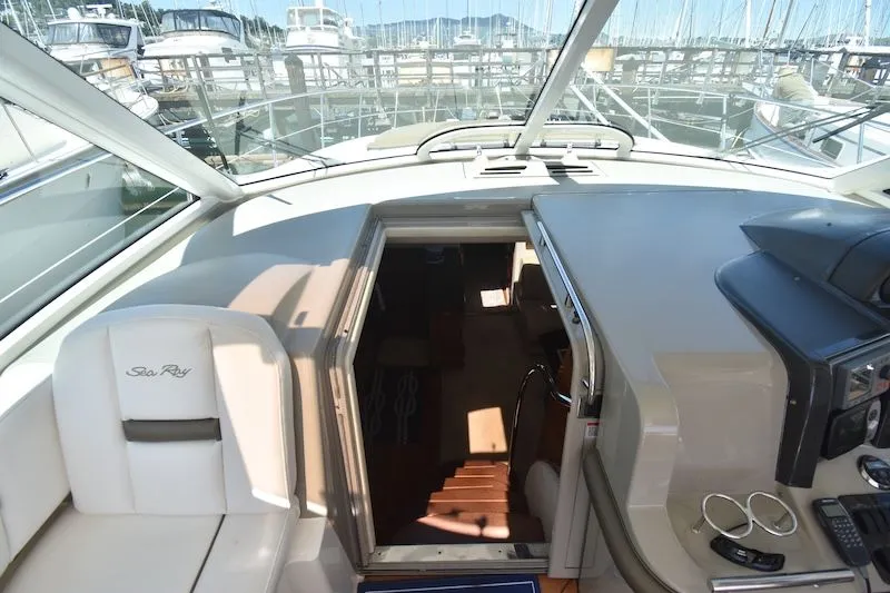 Slide: The Image of Interior of 2007 Sea Ray 48 Sundancer overlooking marina. - 20