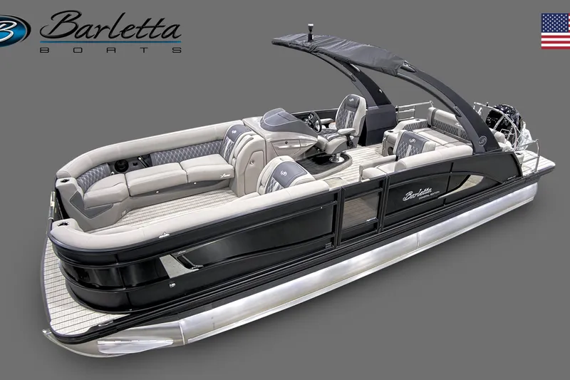 The Image of 2023 Barletta Lusso 25UA pontoon boat with luxurious seating and sleek design. - 1
