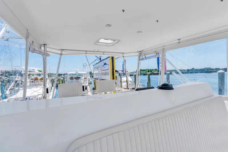 Slide: The Image of Interior view of a yacht overlooking the harbor and water. - 34