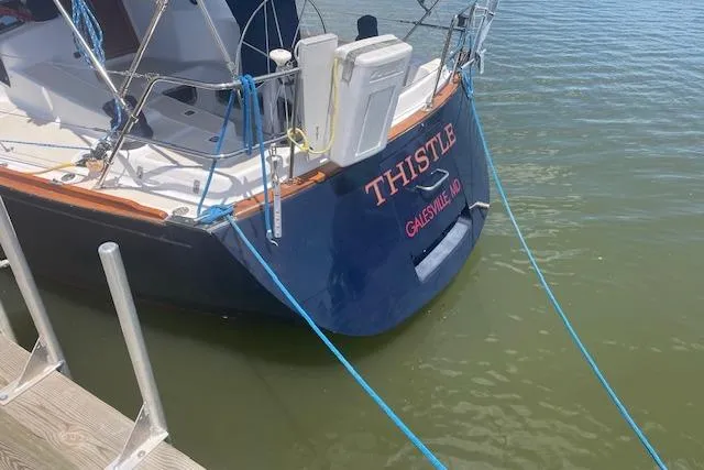 Slide: The Image of Sailboat "Thistle" docked, Tartan 3700 model, 2001, Galesville, MD. - 4
