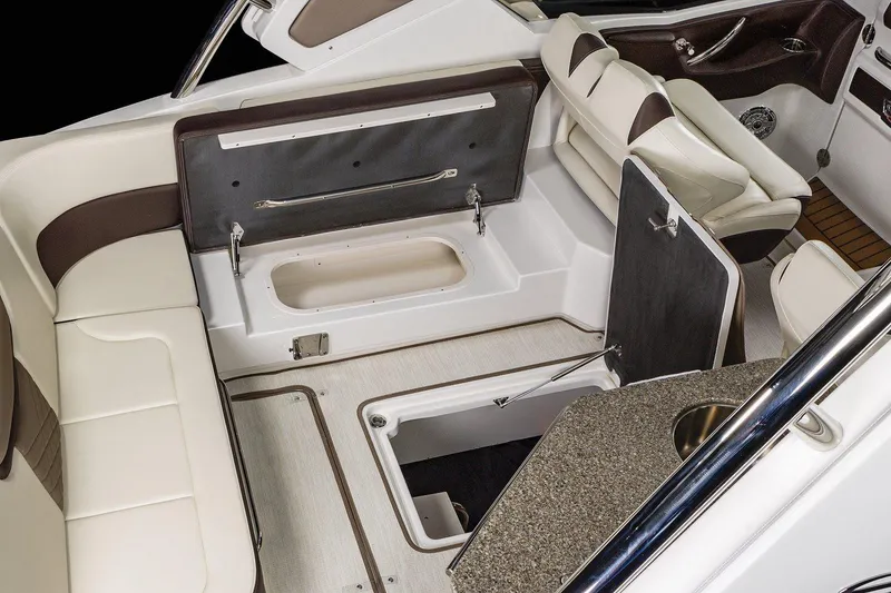 Slide: The Image of Manufacturer Provided Image: 2023 Chaparral 347 SSX boat interior with storage compartments and seating. - 30