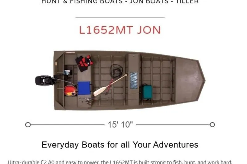 The Image of 2026 Lowe L1652MT Jon boat, 15'10" length, ideal for fishing and hunting adventures. - 1