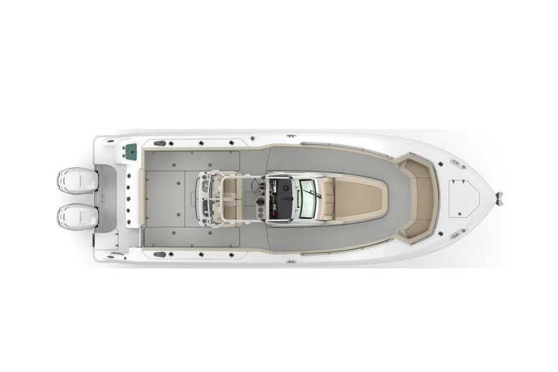 Slide: The Image of Manufacturer Provided Image: 2025 Boston Whaler 280 Outrage, top view, showcasing spacious deck and dual engines. - 12
