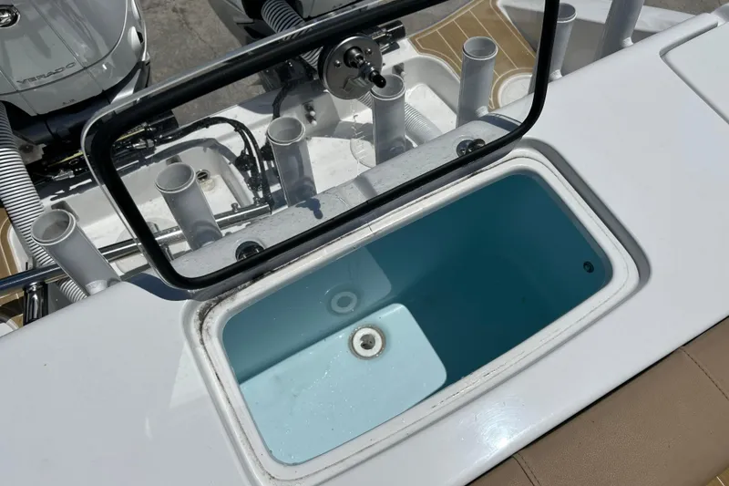 Slide: The Image of Cape Horn 34 XS 2025 boat with open storage compartment. - 21