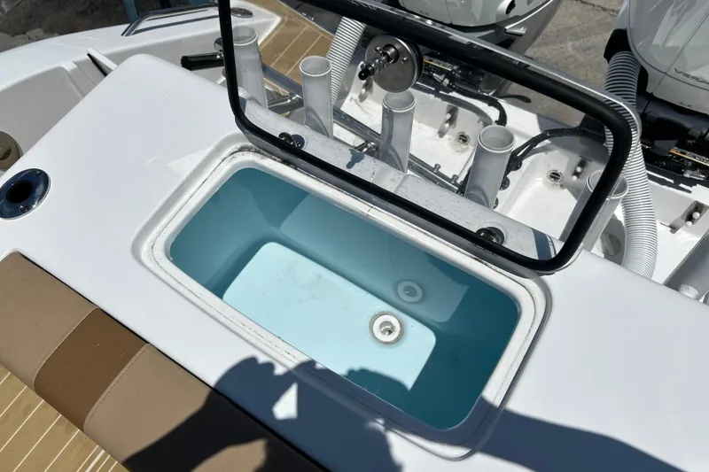 Slide: The Image of Cape Horn 34 XS 2025 boat with open storage compartment. - 22