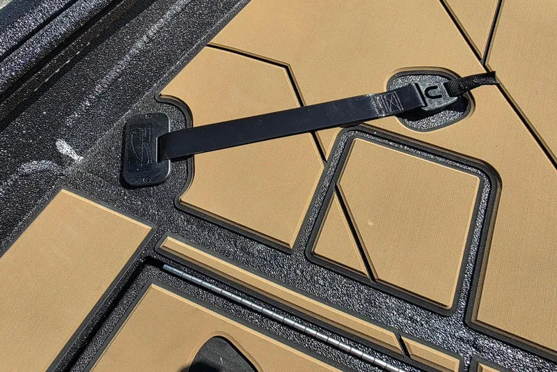Slide: The Image of Close-up of Excel EX 183 kayak deck with strap, 2026 model. - 14