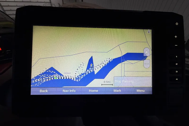 Slide: The Image of Navigation screen on a 2022 Sea-Doo Switch Cruise 21, displaying a detailed waterway map. - 8