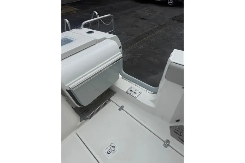Slide: The Image of 2023 Pursuit S 428 Sport boat deck with sleek design and modern features. - 6