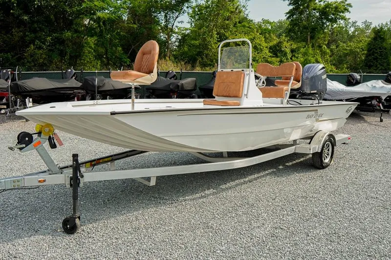 Slide: The Image of 2026 G3 Bay 21 GX Tunnel boat on trailer, featuring sleek design and comfortable seating. - 7