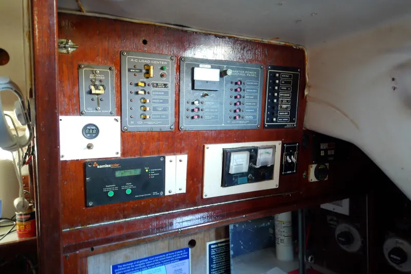 Slide: The Image of Electrical control panel on a 1972 Morgan Out Island 41 sailboat. - 31