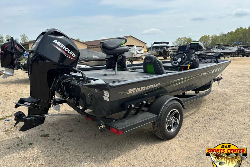 Slide: The Image of 2021 Ranger RT178 boat with Mercury engine, parked outdoors at D&R Sports Center. - 3