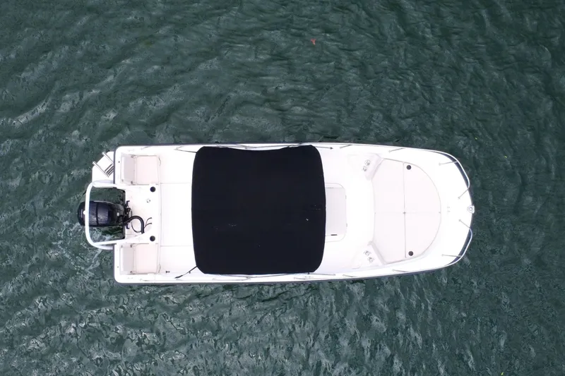 Slide: The Image of Aerial view of 2020 Boston Whaler 210 Montauk boat on water. - 8