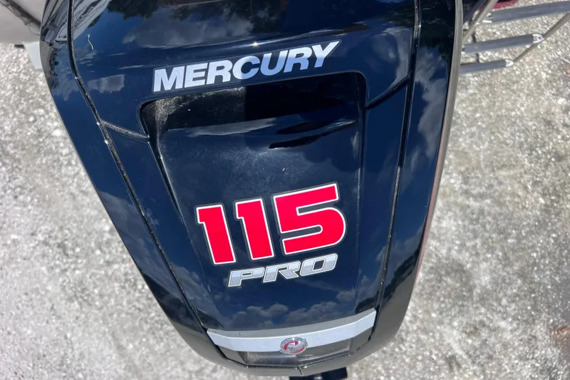 Slide: The Image of Mercury 115 Pro outboard motor on 2023 Sun Tracker Fishin' Barge 22 DLX. - 12