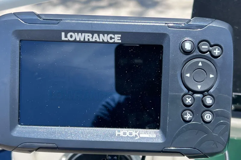 Slide: The Image of Lowrance Hook Reveal fish finder on 2023 Sun Tracker Fishin' Barge 22 DLX. - 35