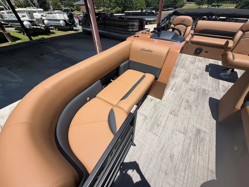 Slide: The Image of Interior of 2026 Bentley Pontoons Legacy 223 Swingback with luxurious seating. - 8
