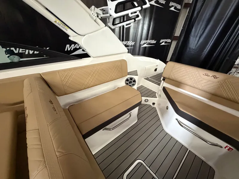 Slide: The Image of Interior of 2026 Sea Ray SDX 270 Surf with seating area. - 15