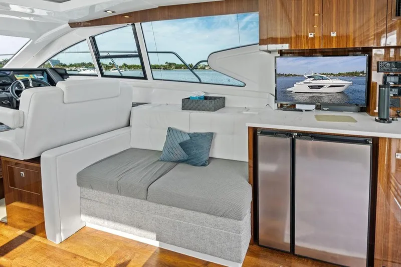 Slide: The Image of Luxurious interior of 2022 Cruisers Yachts 46 Cantius with modern amenities and elegant design. - 24