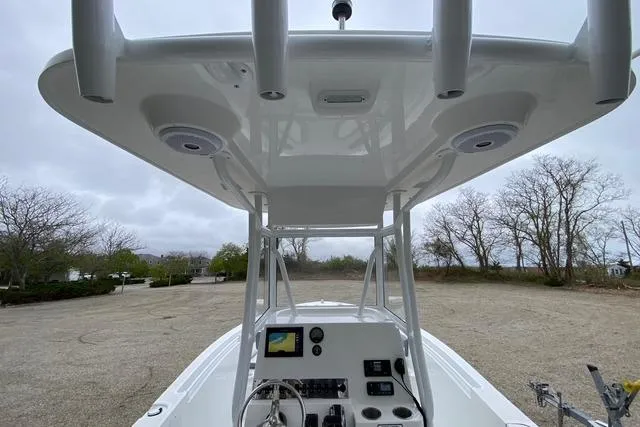 Slide: The Image of 2021 Release 210 RX boat console with canopy and navigation equipment. - 10