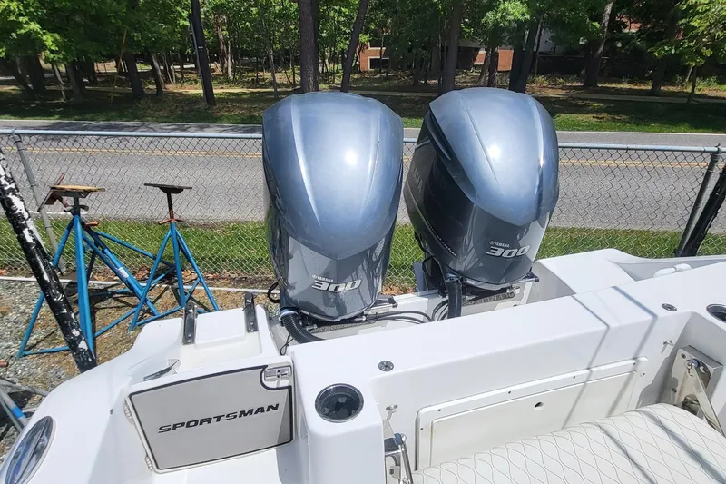 Slide: The Image of 2020 Sportsman Open 282 Center Console with twin Yamaha 300 engines. - 7