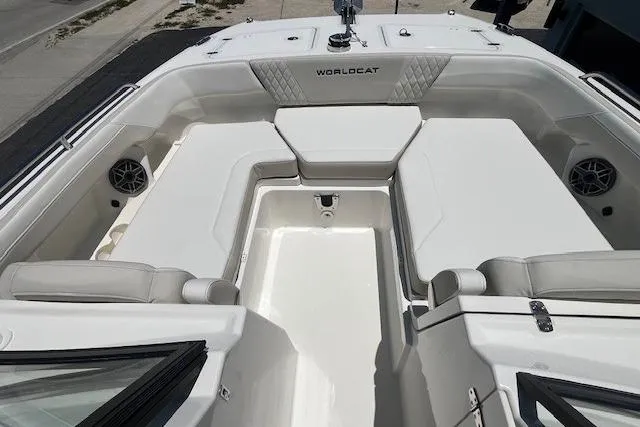 Slide: The Image of 2026 World Cat 265 DC-X boat interior with spacious seating and modern design. - 3