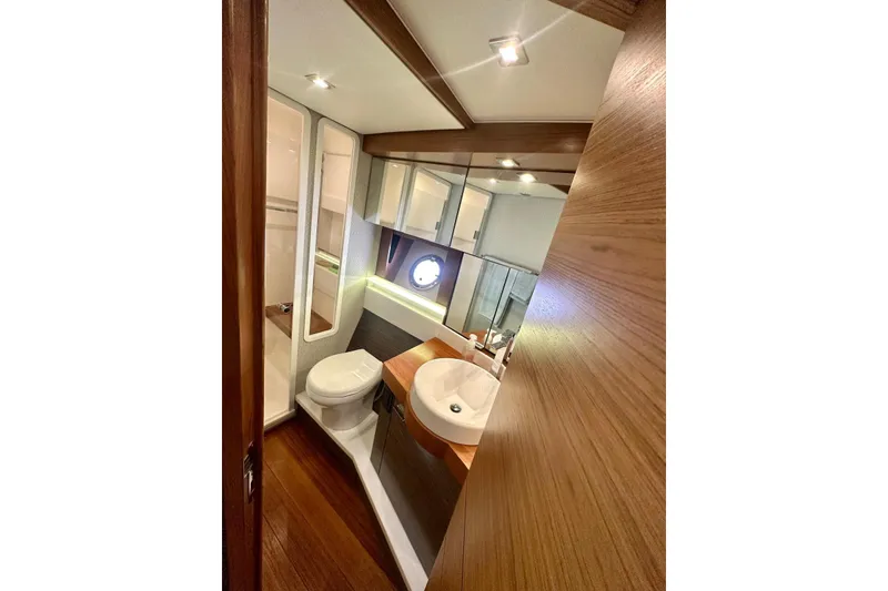 Slide: The Image of Luxurious bathroom interior of 2019 Tiara Yachts F44 Flybridge with modern fixtures. - 41