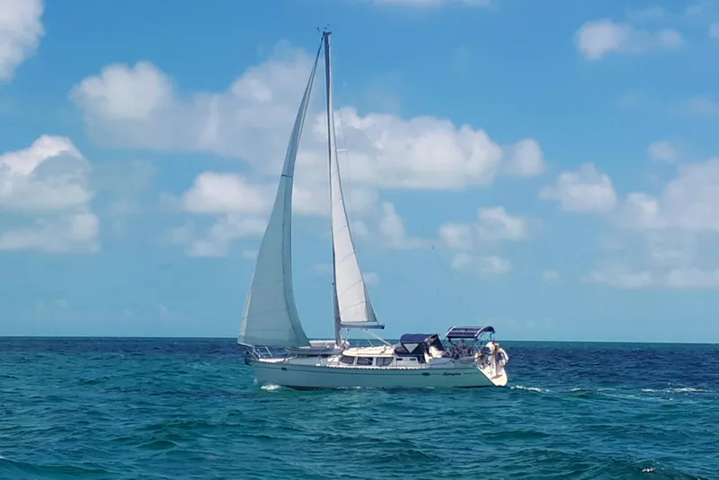 The Image of Sailing yacht Jeanneau Sun Odyssey 43 DS, 2002, cruising on open sea under blue sky. - 0