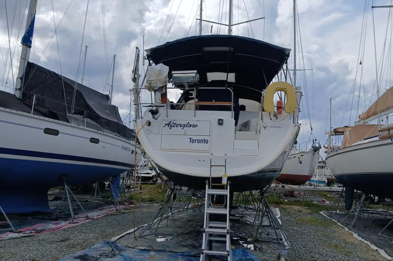 Slide: The Image of 2002 Jeanneau Sun Odyssey 43 DS sailboat on dry dock, Toronto. - 59