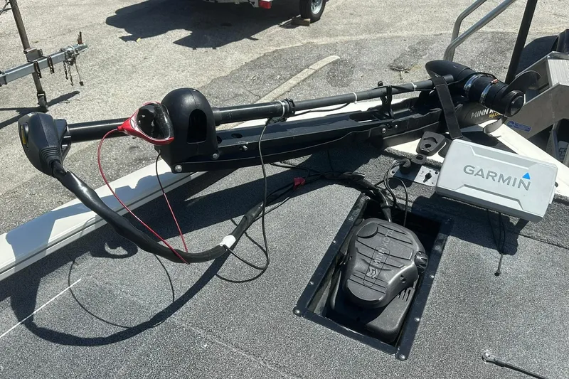 Slide: The Image of 2019 Tracker Pro Team 175 TXW Tournament Edition boat with Garmin and Minn Kota equipment. - 5